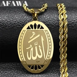 Collier en acier inoxydable pour hommes et femmes, bijoux musulmans, budgétaire islamique, Allah, document en or, arabe, N1208