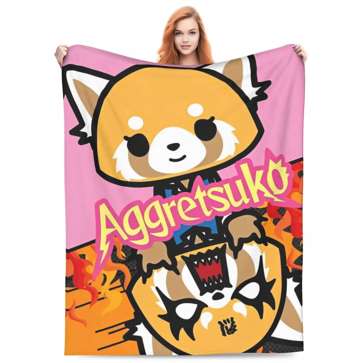 Japan Aggretsuko Aggressive Blanket Decorative Flannel Throw Blanket For Couch Chair Warm Soft Customized Quality Bedspread Gift