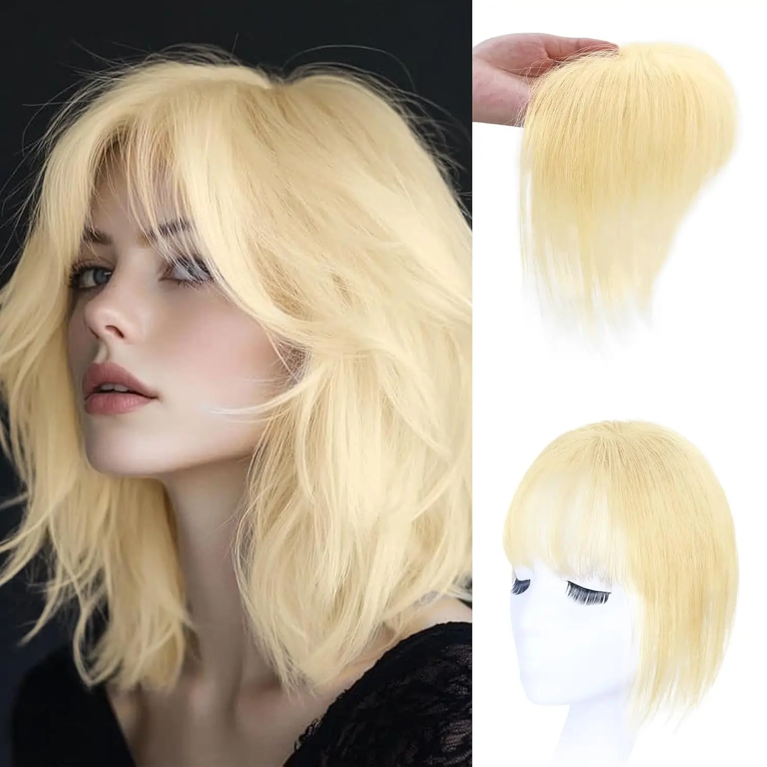 

Накладка для волос Natural Looking Jumbo Large Hair Topper для редеющих волос с основой из швейцарского кружева 5x9 см и моноволоконным верхом, светло-русый оттенок 613