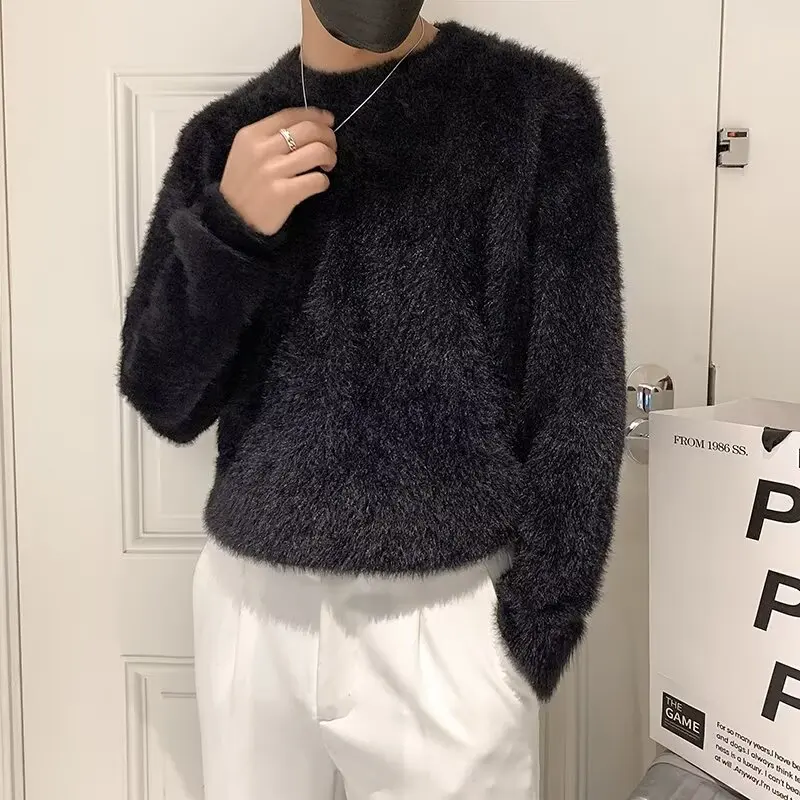 

Осень-зима мужской вязаный свитер пальто роскошный морской мех свободный ленивый круглый Ne Base irt теплый длинный свеч полиэстер