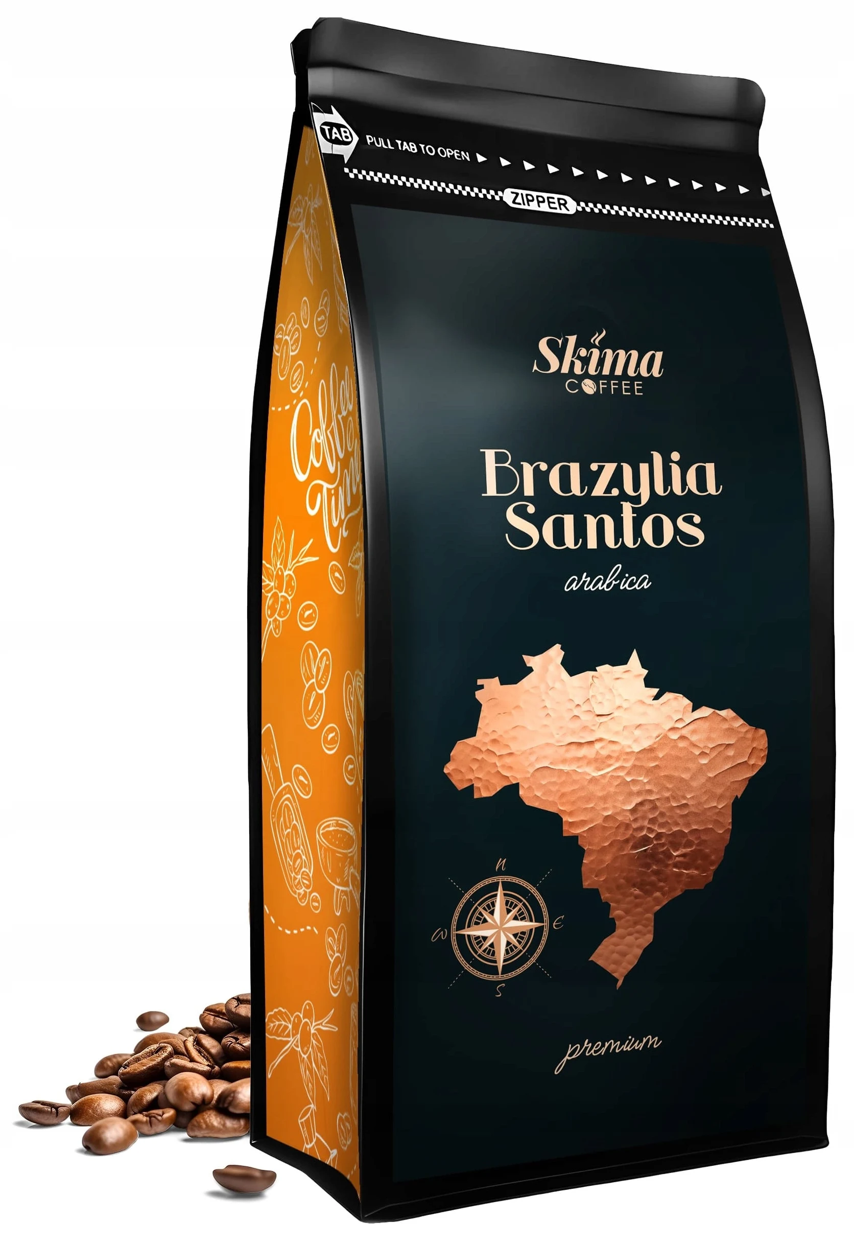 Kaffeebohnen 1kg Brasilien Santos 100% Arabica Frisch Geröstet + Gratis