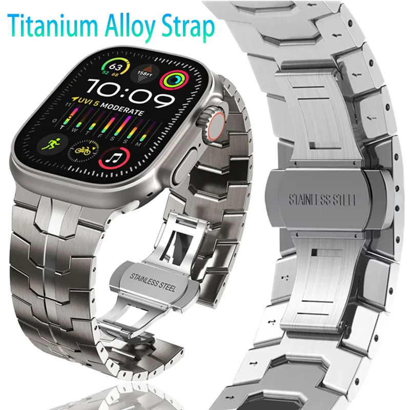 

Titanium Alloy Strap For Apple Watch Ultra 2 49mm 10 9 8 7 6 5 4 SE Durable Bracelet For Apple Watch 42mm 46mm 45mm 41mm 40/44mm
