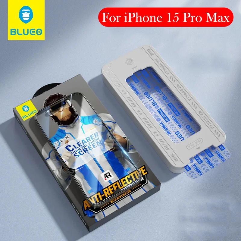 

Закаленное стекло BLUEO AR для iPhone 15 Pro Max, пленка для установки без пыли, защитная пленка для экрана для iPHONE 13 14 15 PRO MAX
