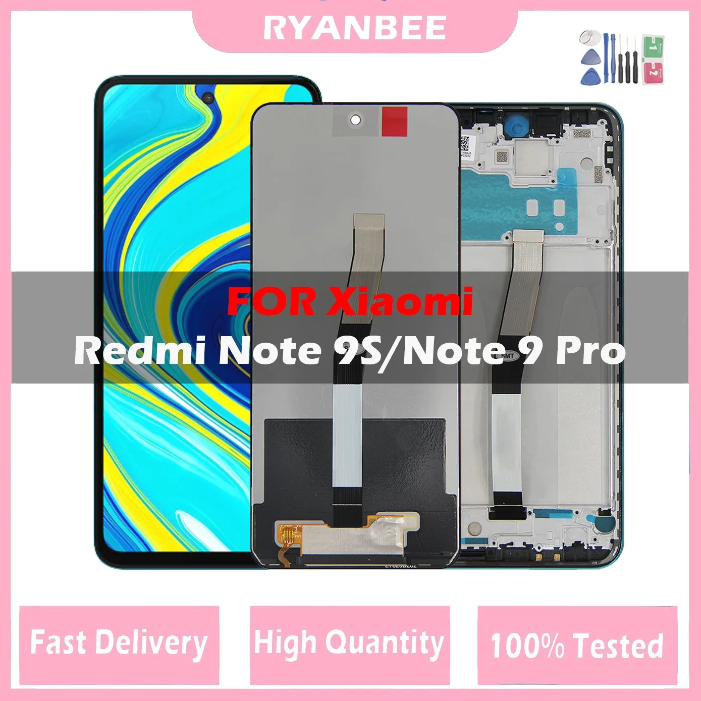 

Original LCD Display Screen for Xiaomi Redmi Note 9 Pro Note 9S M2003J6B2G LCD Display Touch Screen Digitizer Panel