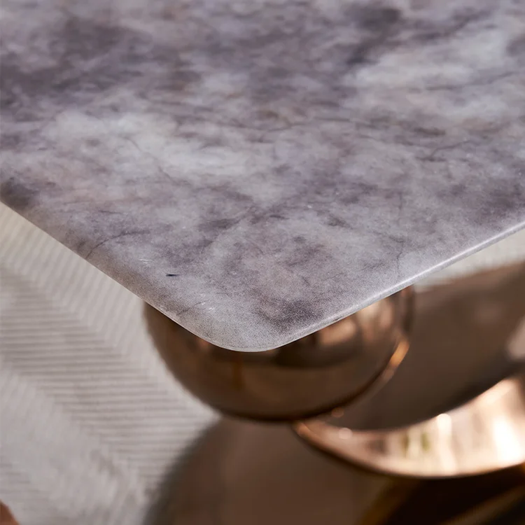 2022 Neues Modell Möbelsets Moderne Luxus-Esstischsets aus goldenem Edelstahl 1,8 m