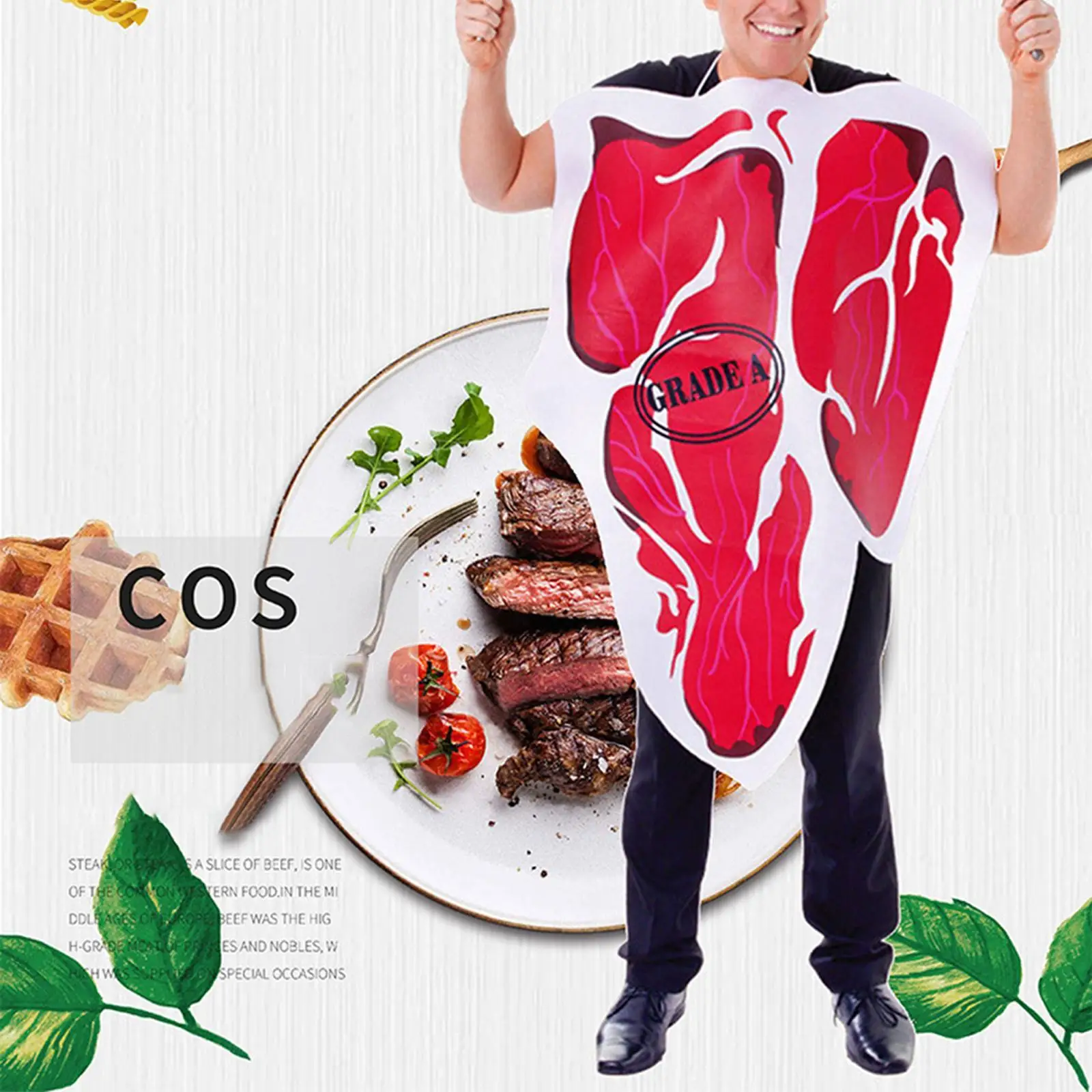 Steak-Form-Kostüm, einzigartige Kleidung, Verkleidung für Partygeschenke, Foto-Requisiten