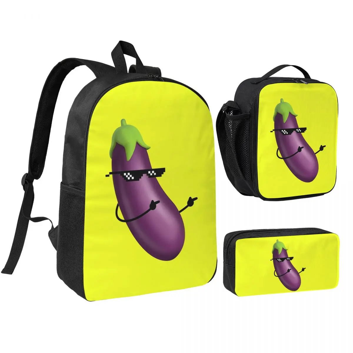 

Thug Life Eggplant Backpack Boys Girls BookBag School Bag Shoulder Bags 3ps Insulated Lunch Bag Pencil Case