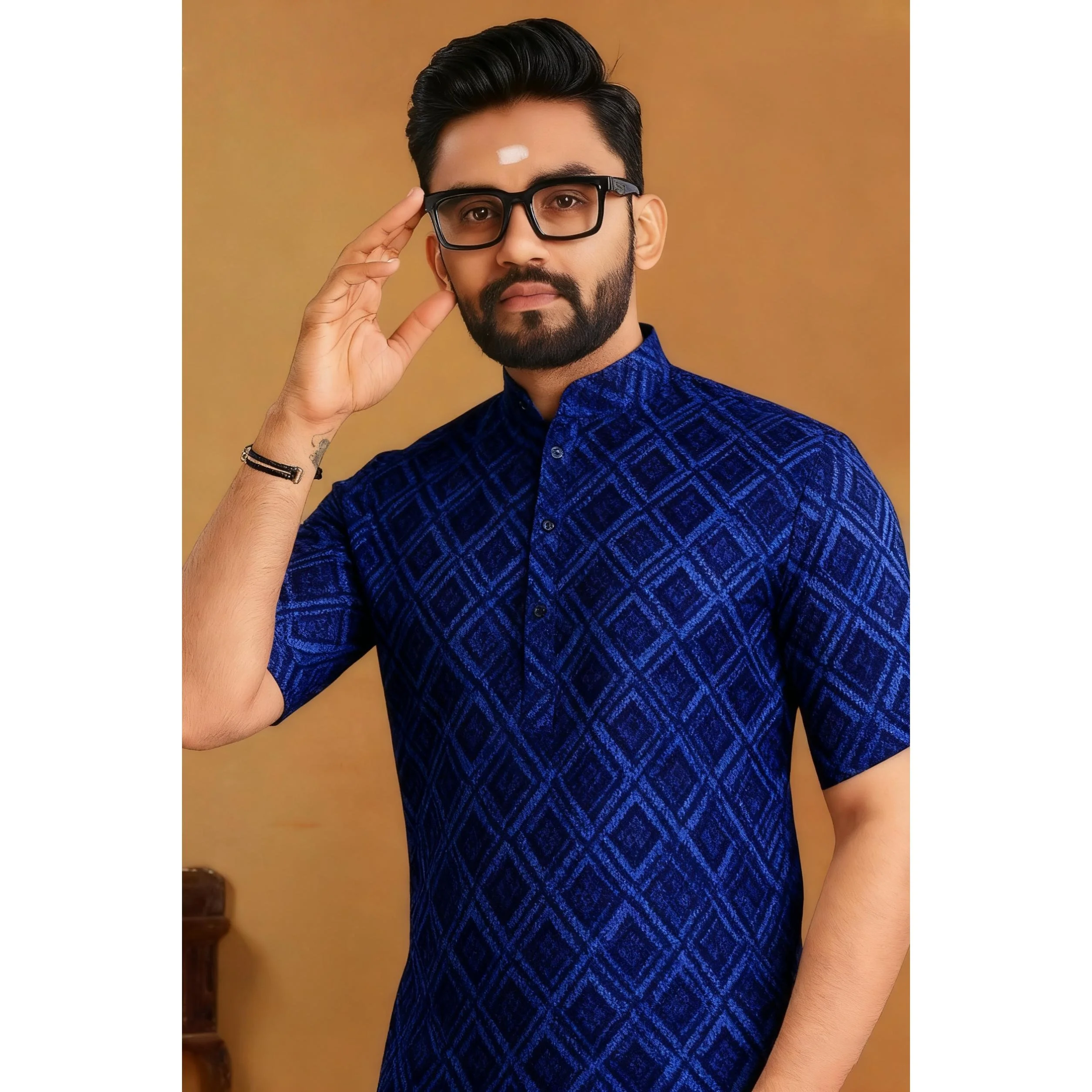 Muslim Shirt Caftan Dubai Men'S Robe Short Sleeved Ethnic Style Stand Collar Arabic Clothing Ropa Musulmana Hombre