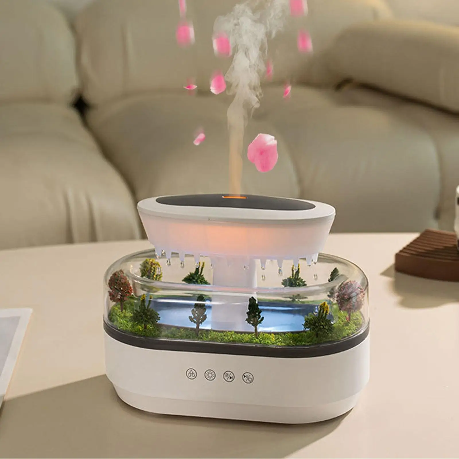 Raindrop Diffuser Humidifier US Plug Portable Quiet Multipurpose Air Humidifier for Office Sleeping Bedside Table Tabletop Study