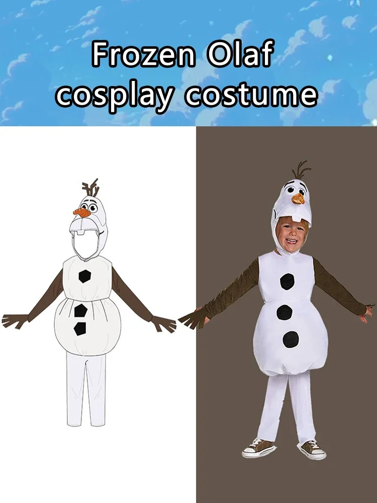 مجموعة أزياء Olaf the Snowman التنكرية - بدلة قطيفة بيضاء لكامل الجسم مع أنف جزرة للحفلات الشتوية والأحداث العائلية