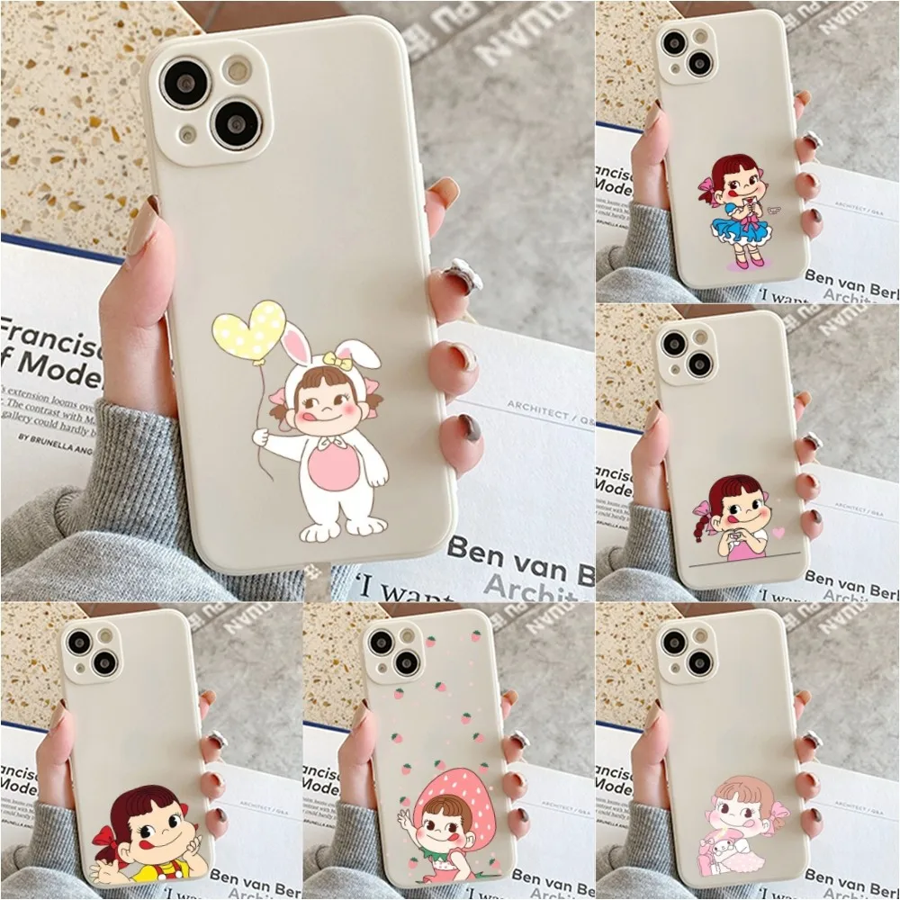 P-Peko Princess Cartoon Phone Case For Iphone 11 13 14 Pro Max X Xr Xs Max Se2020 12mini White Cover Case