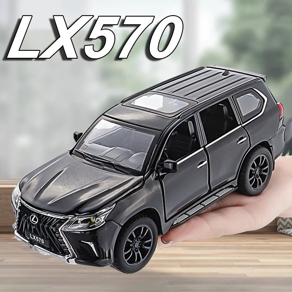 1:32 LX570 Model Speelgoedauto's Legering Diecast LM300H MPV Geluid Licht Trek 6 Deuren Geopend Rubberen Banden Prachtige Ornament Modellen