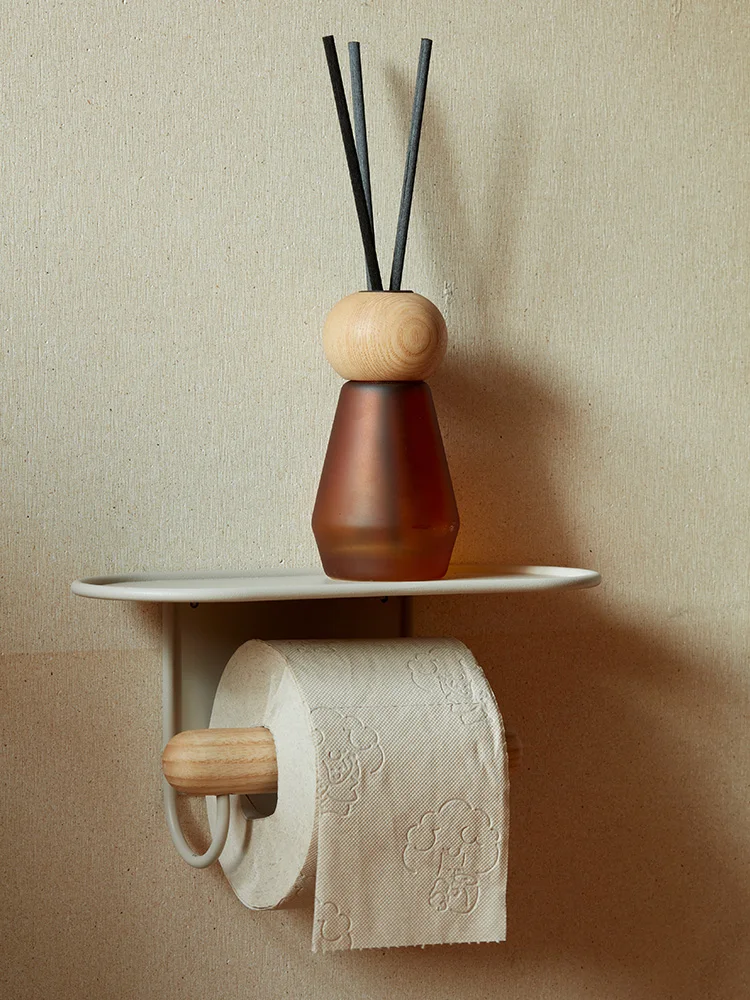 Toilet paper towel shelf, non-perforated, creative toilet paper holder, roll paper holder, wall-mounted home storage