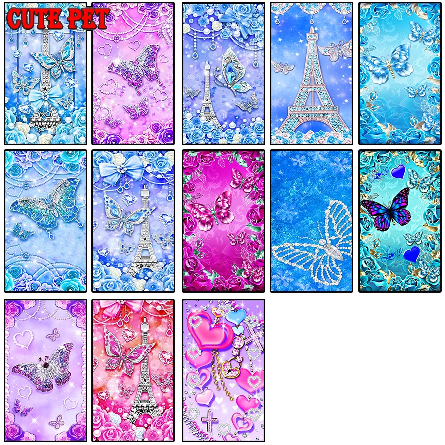 Flower rose diy full Square diamond Paintings Crystal butterfly Eiffel tower Diamond Mosaic embroidery Cross stitch decor large