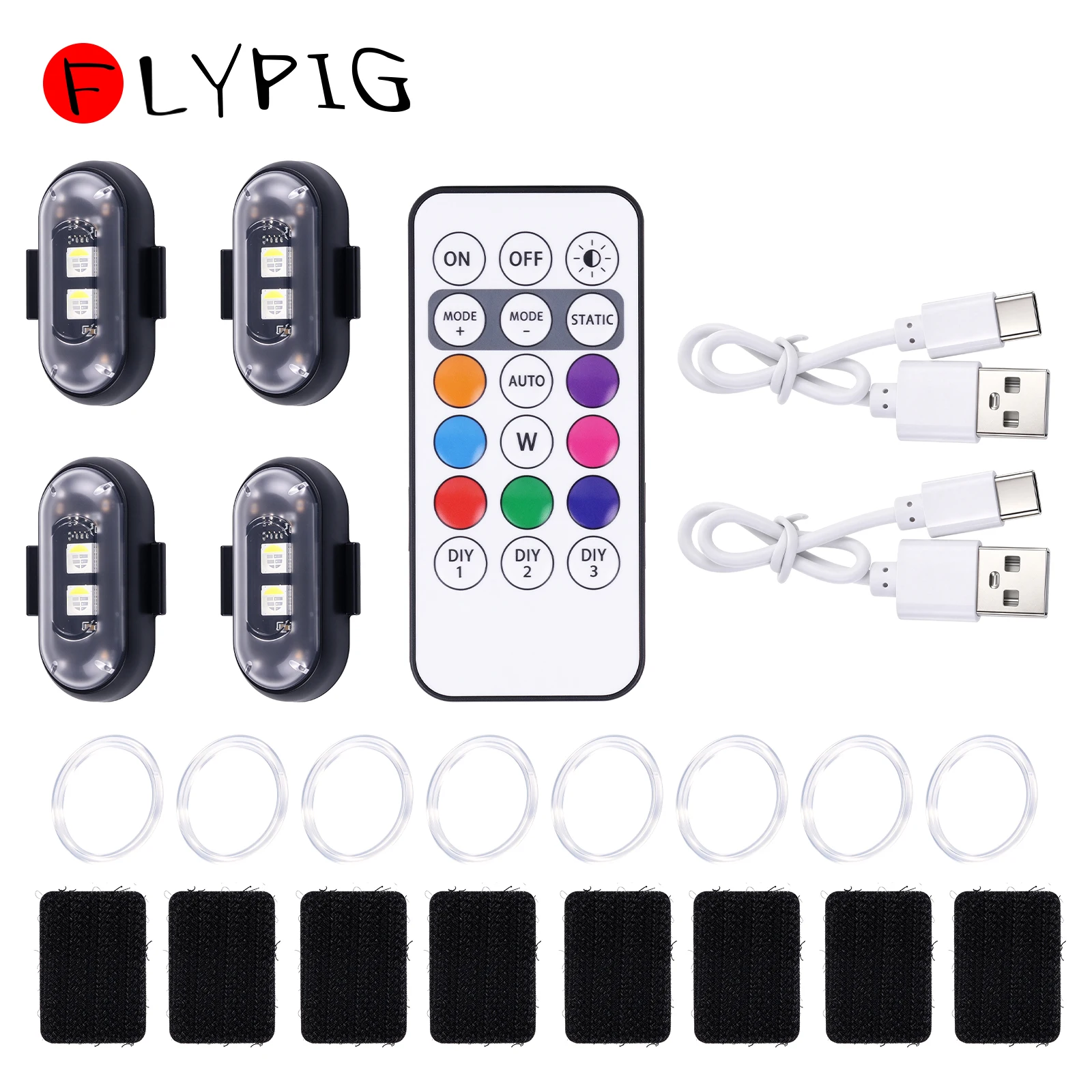 Drone Strobe Light - 4 luces estroboscópicas LED RGB inalámbricas,