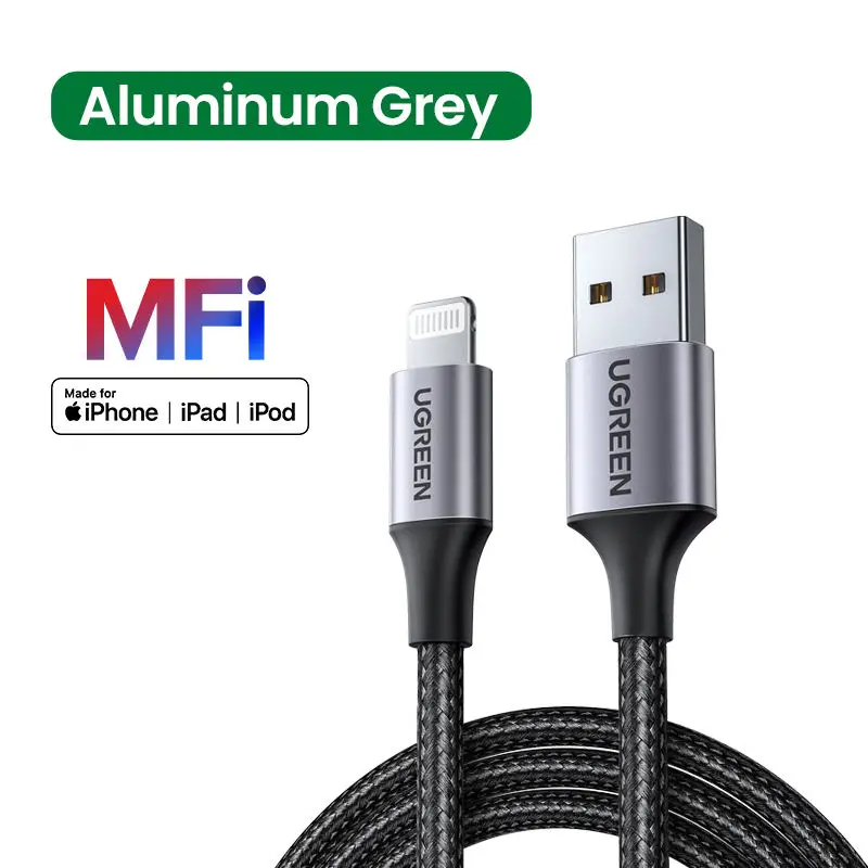 For MFi USB Cable 2.4A Fast Charging for iPhone 13 Mini/Pro Max/X/XR/11/8/7 Nylon Braid Shielding Tinned Copper Conductor