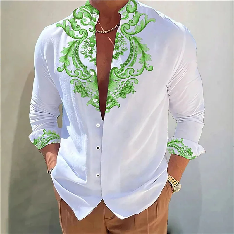 2024 Summer Men\'s Shirt 3D Printed Pattern Button Top Long Sleeve Button Shirt Clothing Design Comfortable S-6XL