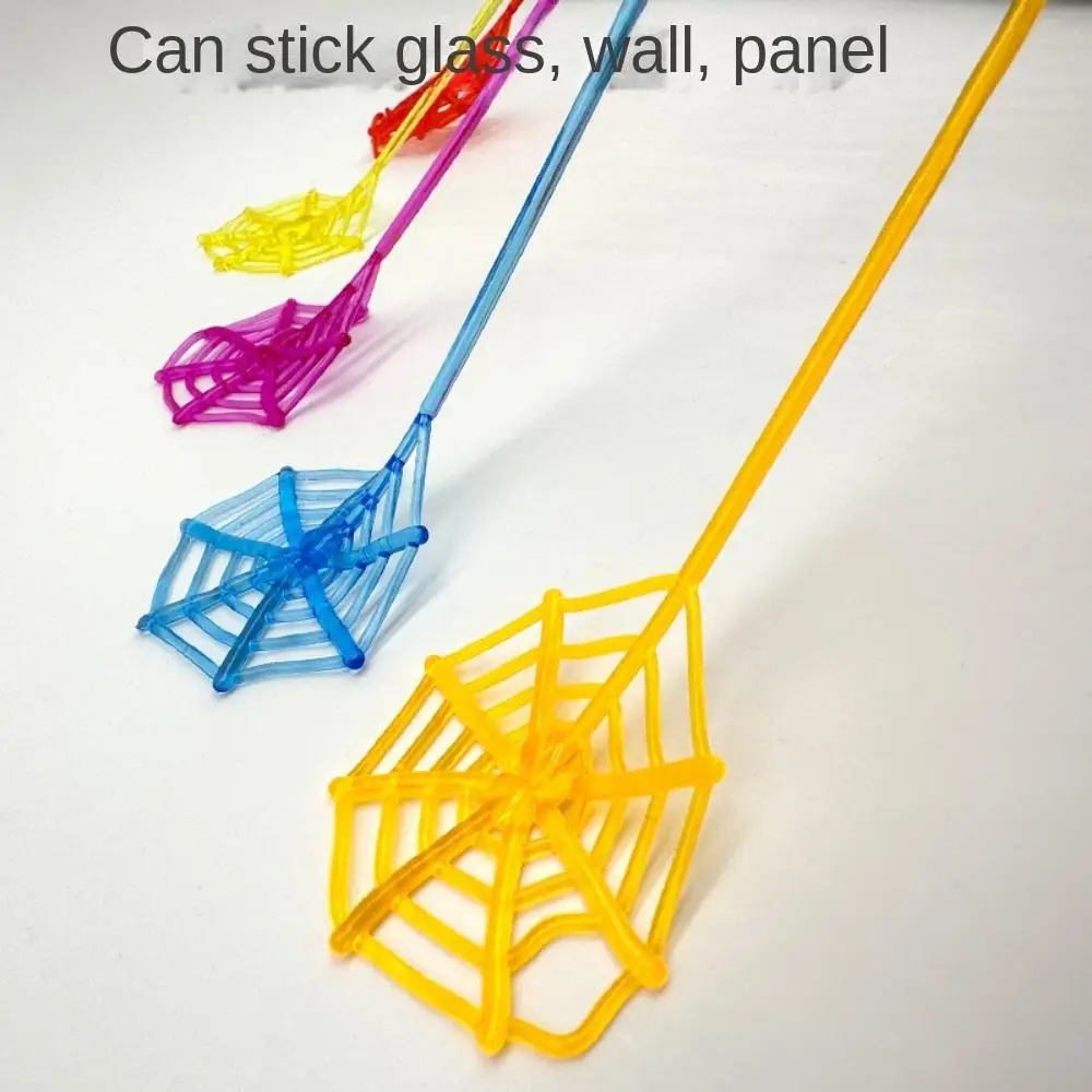 10Pcs Sticky Spider Web Favor Multicolor Climbing Tricky Gag Toys Mini Plastic Elastically Stretchable Spider Web