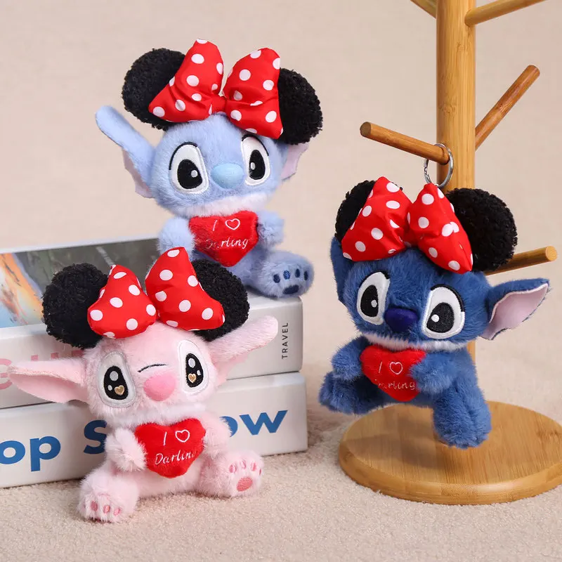 New Anime Figures Stitch Plush Keychain Christmas Seris Keychains Plushie Keyring Doll Backpack Pendant Christmas Gift Girl Toys