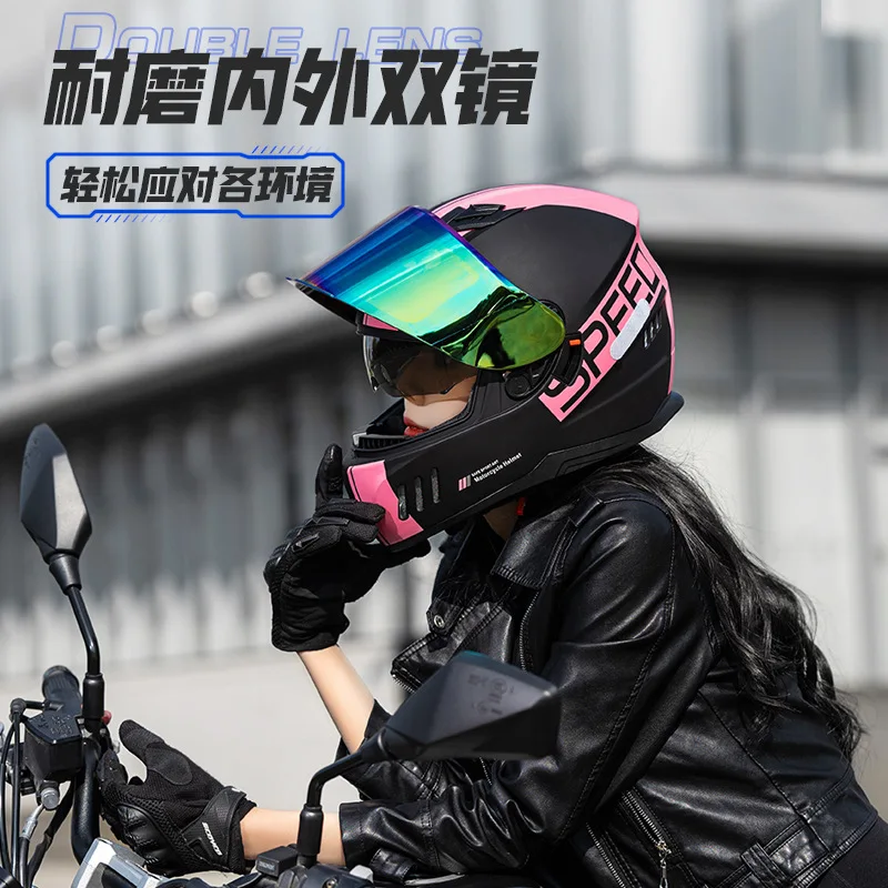 

3C certification BY-168 motorcycle helmet dual lens riding helmet motorcycle electric bike helmet can be equipped with Bluetooth