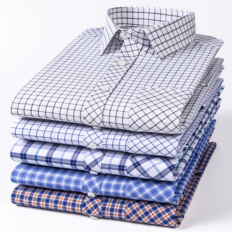 

New Men's 100% Cotton Long Sleeve Business Casual Shirt High-end Striped Plaid Design Comfortable Soft Breathable Thin Shirt