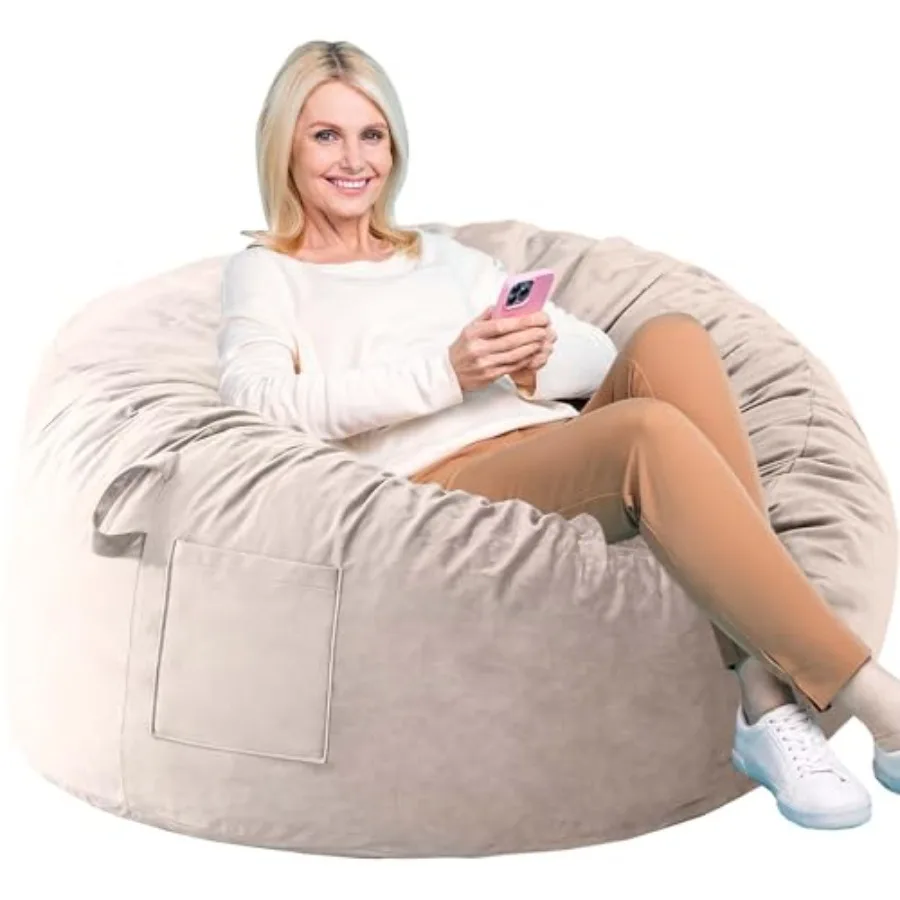 

Bean Bag Chairs Memory Foam Stuffing Bean Bag Chair for Adults/Teens/ Velvet Lazy Sofa Furniture with Removable High-Rebound Me