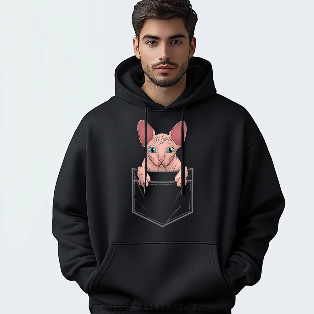 

Cute Sphynx Cat Art For Hairless Cat Sphynx Plain Sweatshirts Wholesale Long Sleeve Hoodie Men Funny