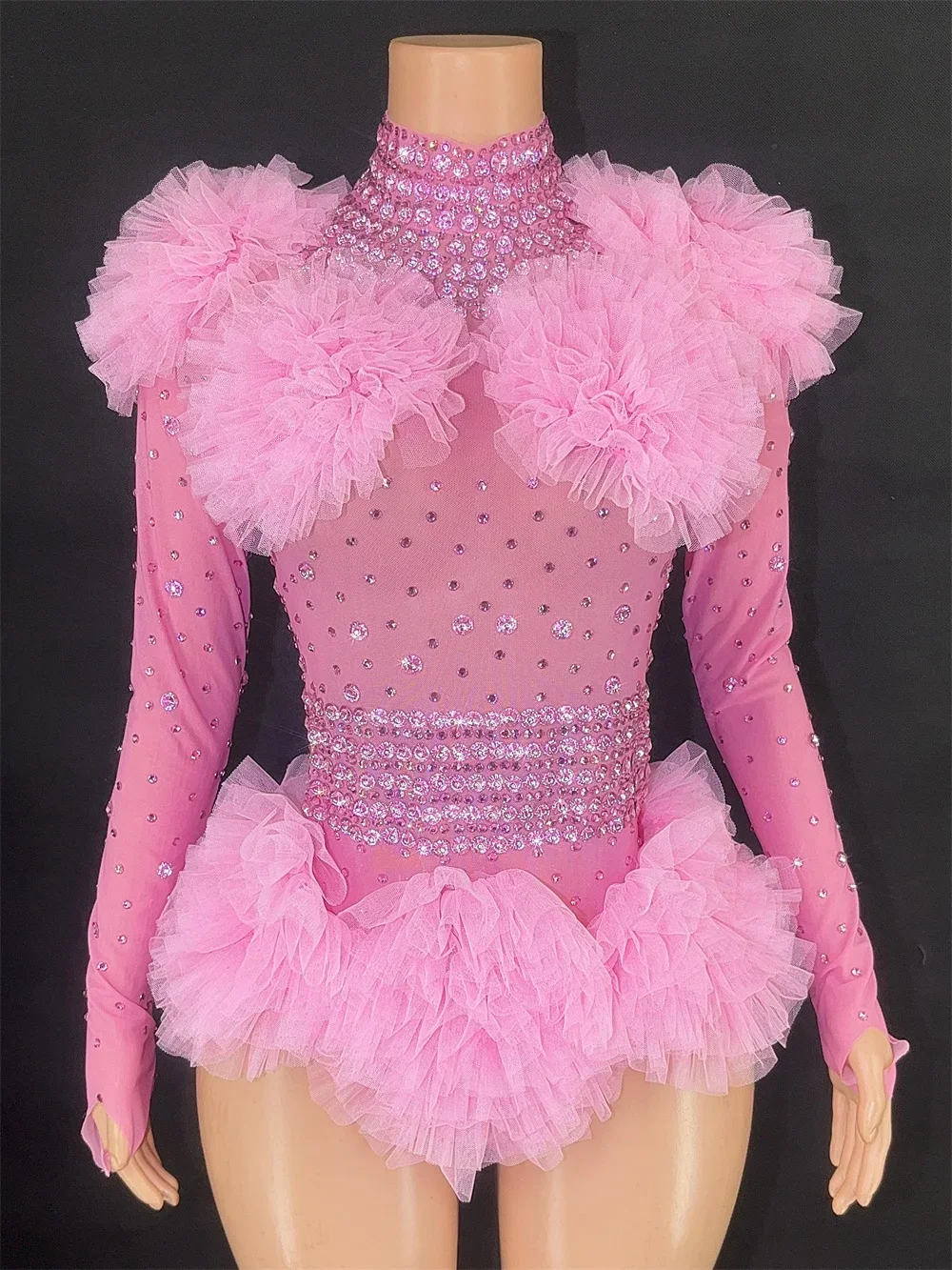 مثير شفافة الراين ارتداءها مثير ضيق شبكة الكشكشة أداء راقصة المغني زي ملهى ليلي المرحلة الزي