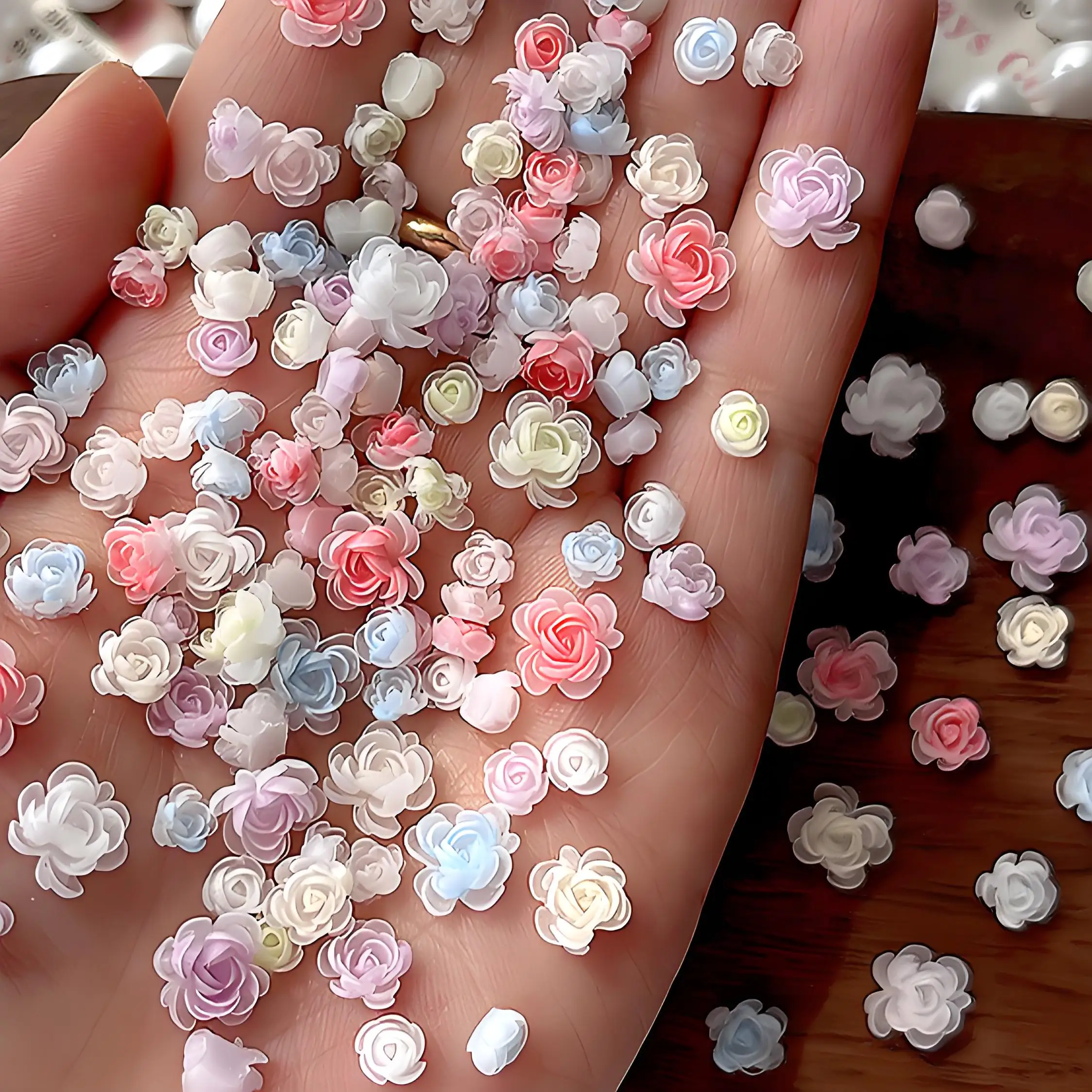 

50PCS Mix Colors Soft 3D Acrylic Flower Nail Art Charms Accessories Parts For Nails Decoration Manicure Decor Supplies Material