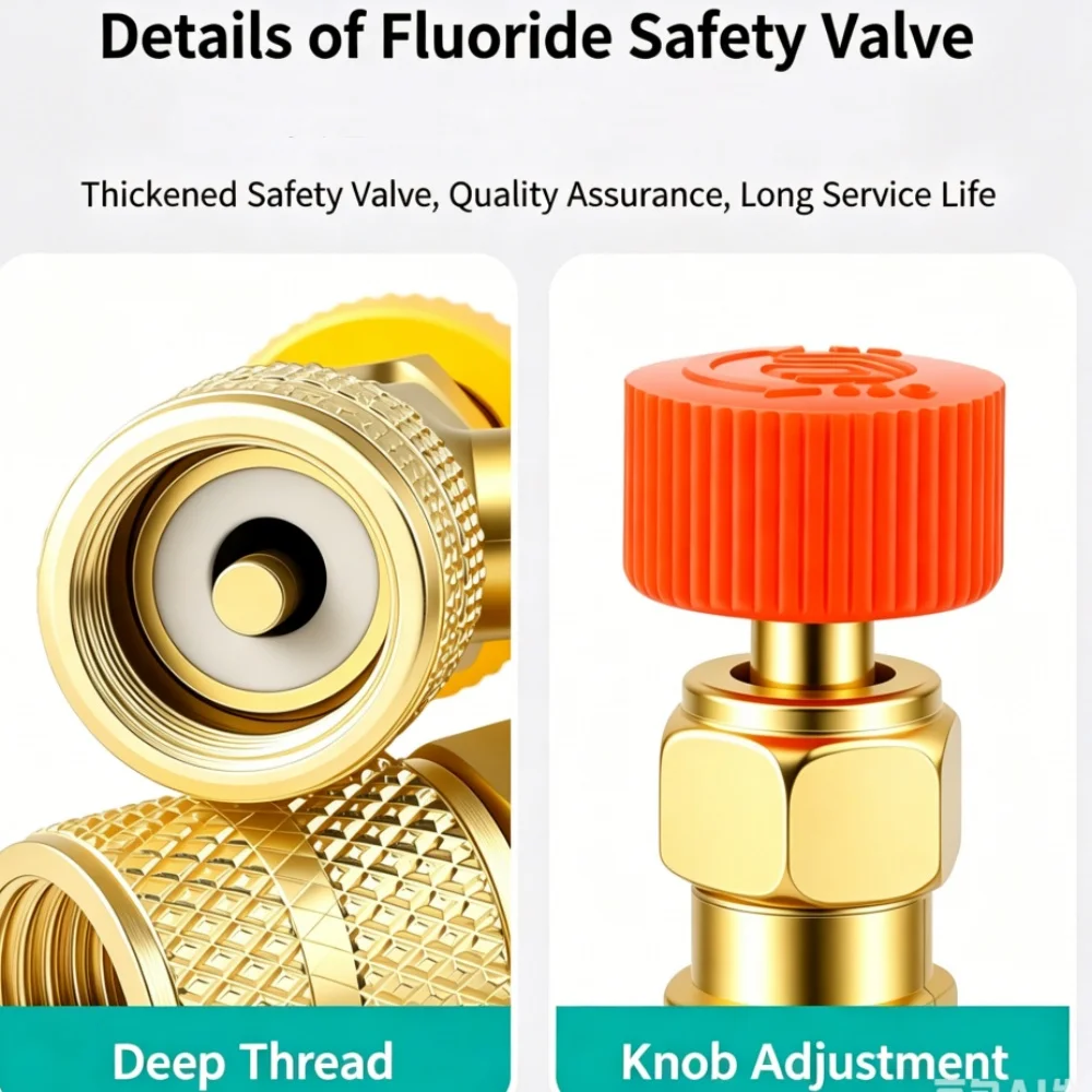 1/4PCS Air Conditioning Refrigerant Safety Valve R410A R22 1/4" Refrigeration Charging Safety Liquid Adapter Hand Tool Parts view 4