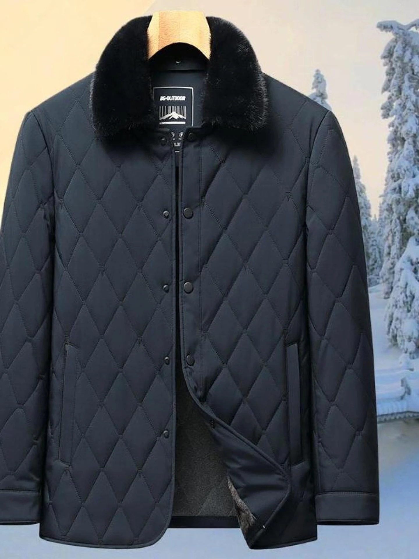 

Thiened Fce Winter Jaet for Middle-Aged And ly Men Cotton Padded Coat Long Sve Zipper Closure Warm Faionable