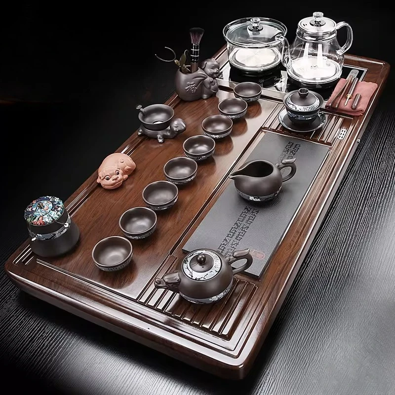 

Винтажный китайский чайный поднос в стиле кунг-фу для гостиной, для церемоний и приема гостей, скандинавский роскошный деревянный поднос для домашнего декора
