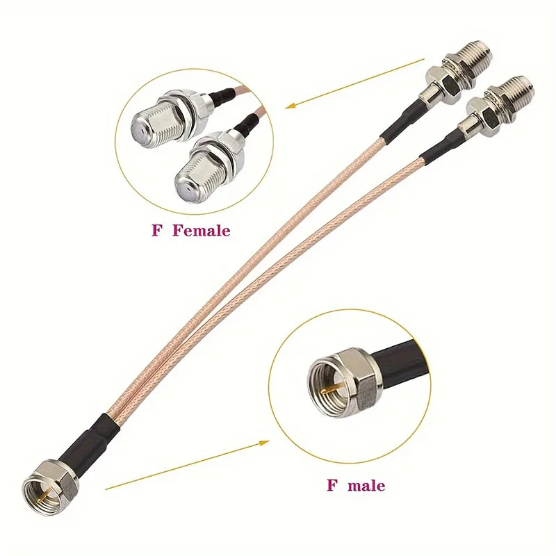 F-Type RG6 Splitter Coax Cable 75Ohm TV Antenna 3 Way Splitter Combiner RFAdapter F Male to F Dual Female RG316 Coaxial Cable