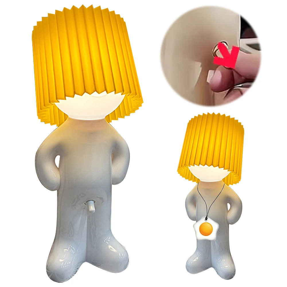 Creative Table Small Book Lights Little Naughty Boy Night Light Shy Man Lamp for Children Home Room with Lampshade Nightstand La