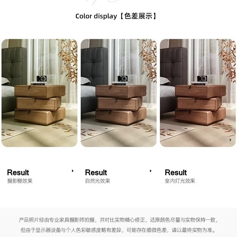 Italian bedside locker imported walnut multi-functional rotating drawer side cabinet