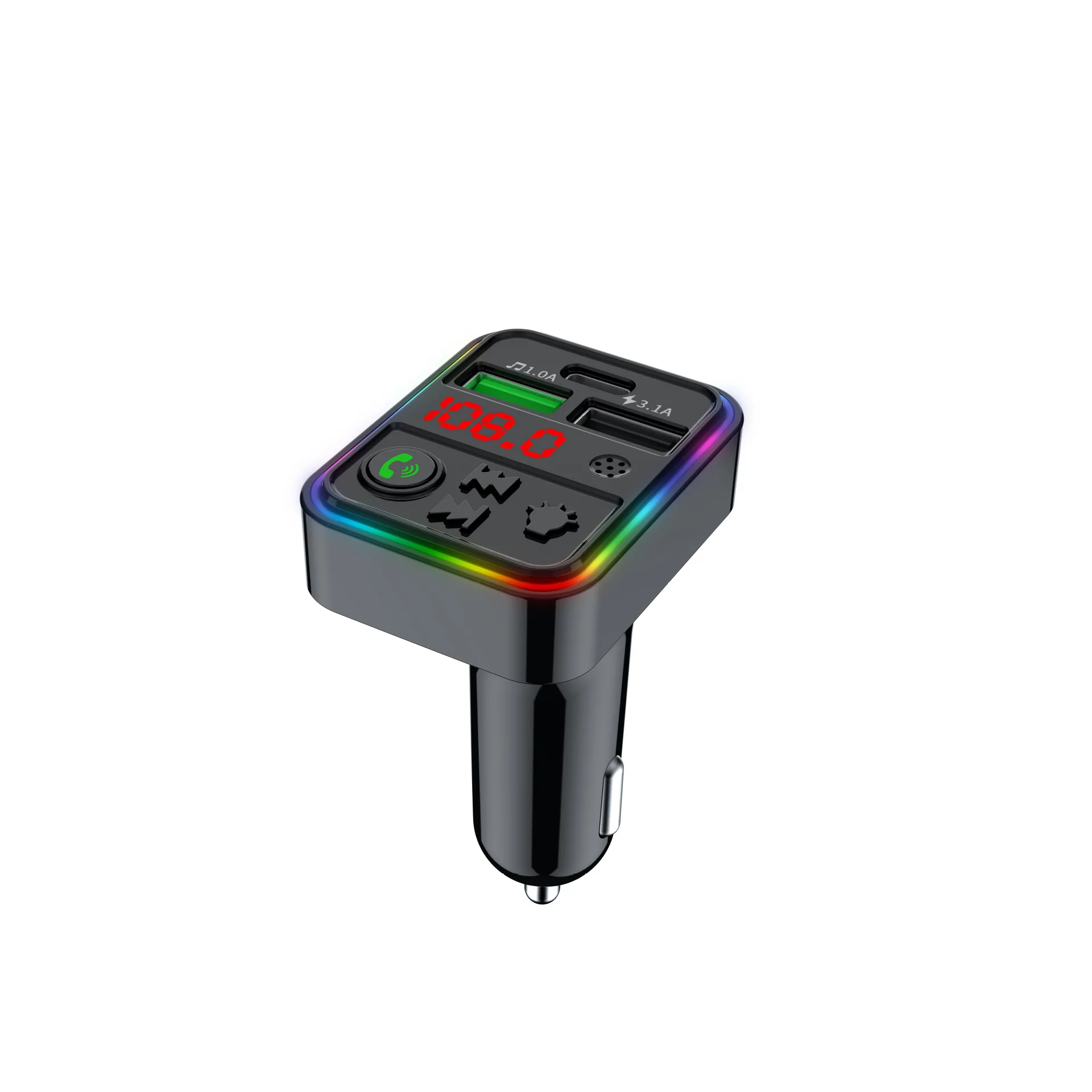 Reproductor MP3 para Auto F18 Color Circle con Transmisor FM, Cargador Dual USB, Cargador Bluetooth TIPO-C, Audio Bluetooth para Auto