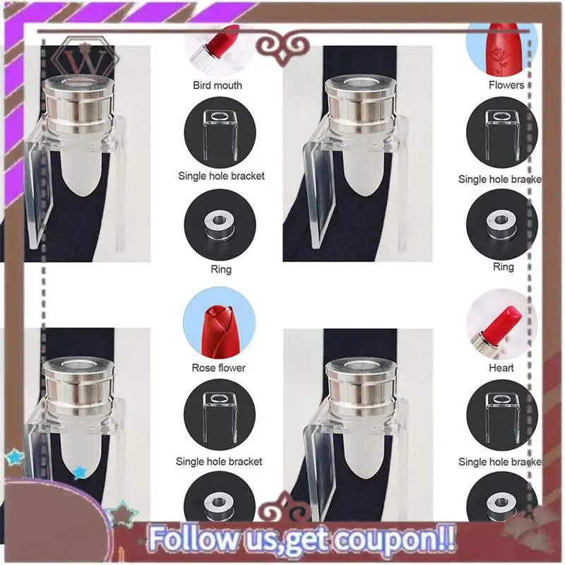 (New)-12 Piece Set DIY 12.1Mm Simple Lipstick Filling Tube Birdmouth Silicone Mold Aluminum Ring Single Hole Bracket