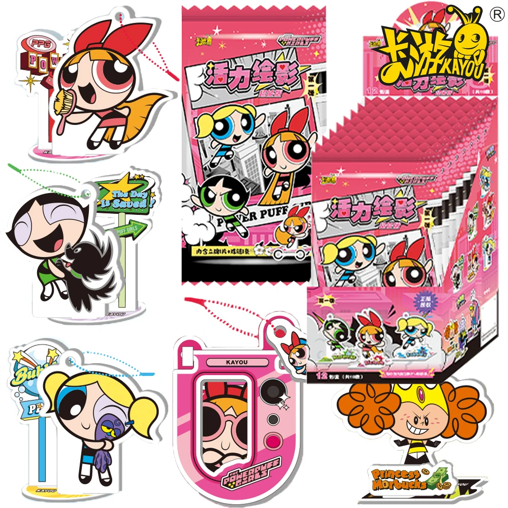 

Original KAYOU The Powerpuff Girls ACG Stand Model Action Comedy Cartoon Characters Desktop Ornament Decoration Children Gifts