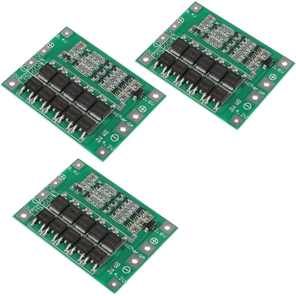 3pcs 3S 4S 40A 60A Li-ion Lithium Battery Charger Protection Board 18650 BMS for Motor 11.1V 12.6V/14.8V 16.8V Enhance Balance