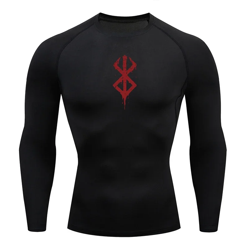 Men's Print Long Sleeve Compression Shirts Gym Workout Rash Guard Athletic Fitness Running Baselayer Undershirts Tops Sportswear