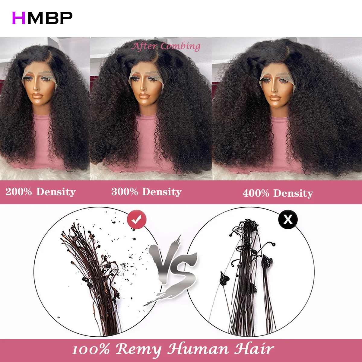 400 Density Glueless Wig Human Hair Afro Kinky Curly 13x6 Hd Lace Frontal Wig High Density Full Head Pre Plucked Wigs For Women