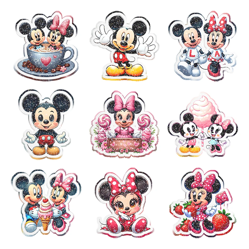 Ciondoli in resina Mickey Minnie senza foro 10 pz/lotto resina cartone animato Disney resina Glitter trasparente bianca planare per le mani