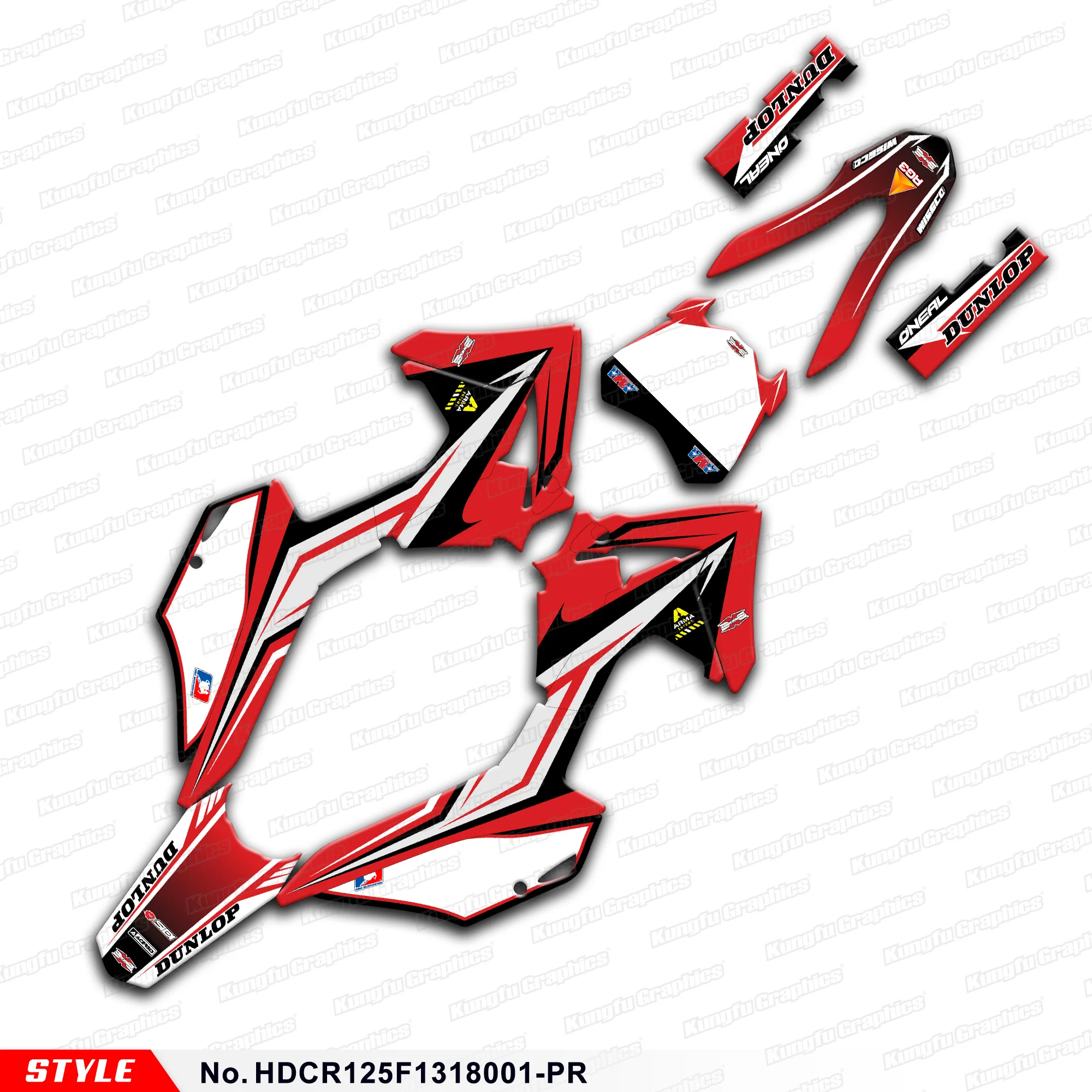 

Aftermarket Graphics Off-road Stickers for Honda CRF 125F CRF125F 2013 2014 2015 2016 2017 2018, HDCR125F1318001-PR