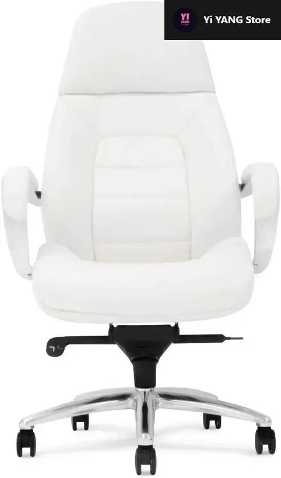 

Стул Executive Gates из натуральной кожи с алюминиевой основой и высокой спинкой — белый