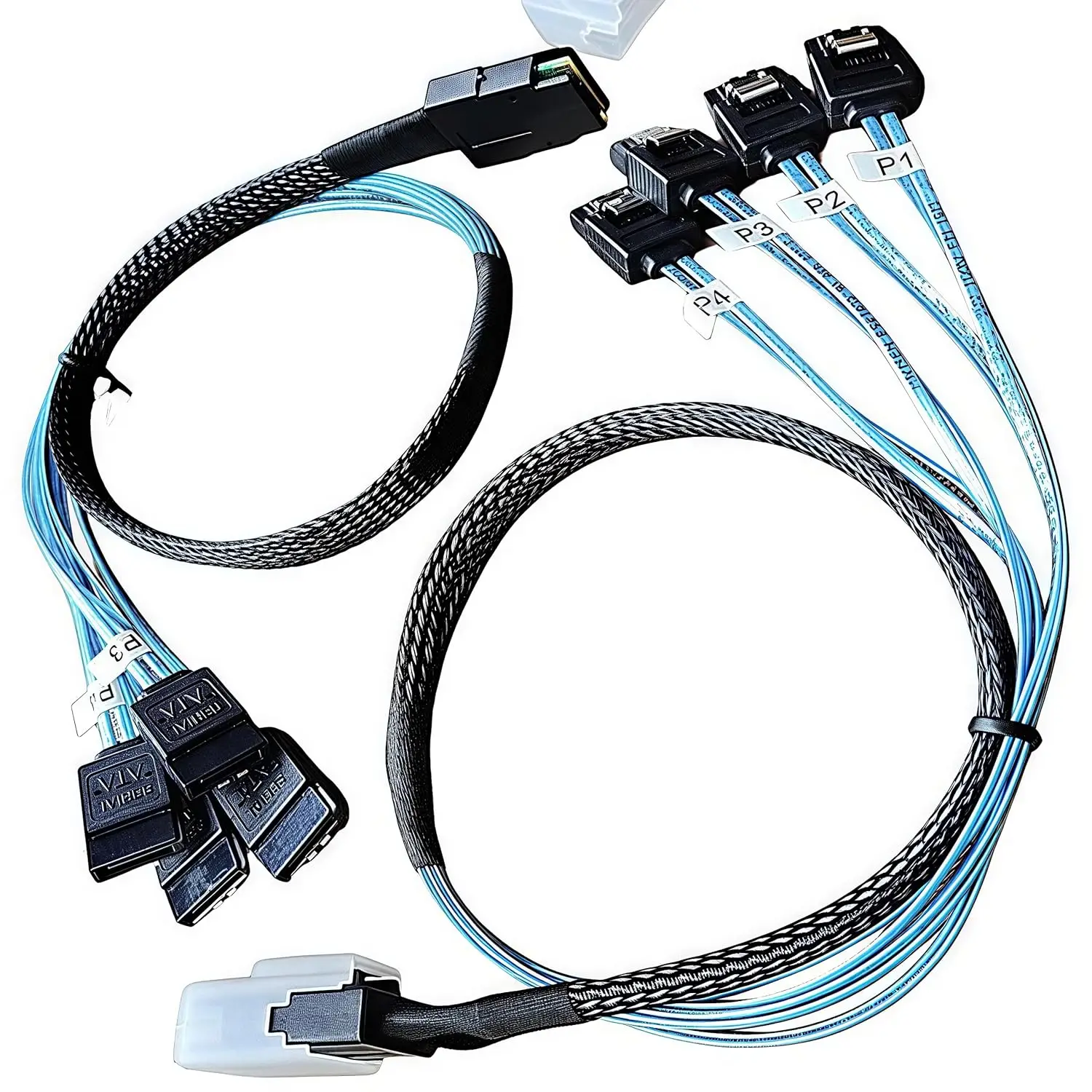 

2PCS SFF-8087 to 4×SATA Breakout Cable0.5mMini SAS 36P to 4×7P SATA III 6Gbps LockingLatches Braided for LSI 9211-8i NAS HDD SSD