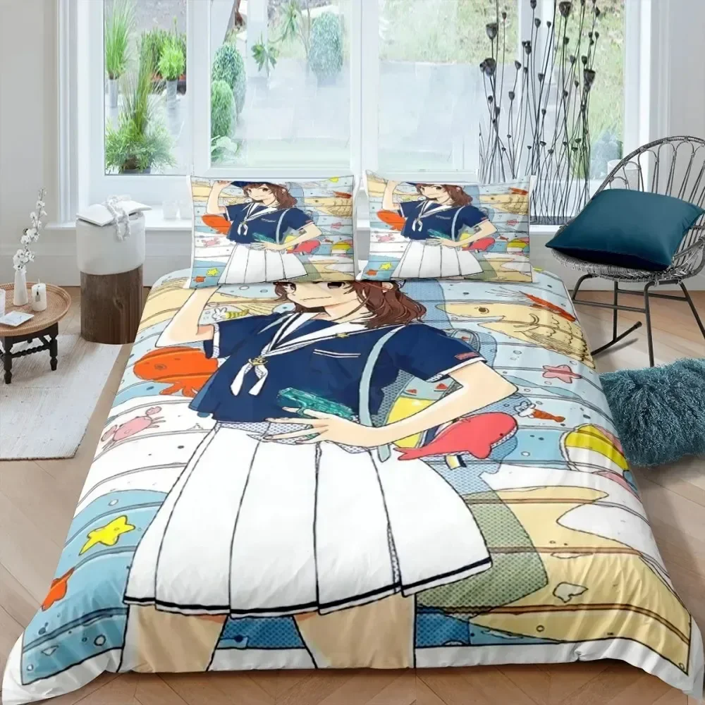 Anime Girls Kawaii Bedding Set Cartoon Duvet Cover Sets Comforter Bed Linen Twin Queen King Single Size Gift Home Decor Kids