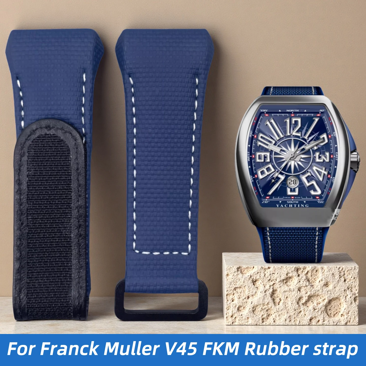 

For Franck Muller V45 Customized FKM Rubber Watch band V45 V32 V41 Series Fluororubber Rubber Watch Strap Bracelet Wristband