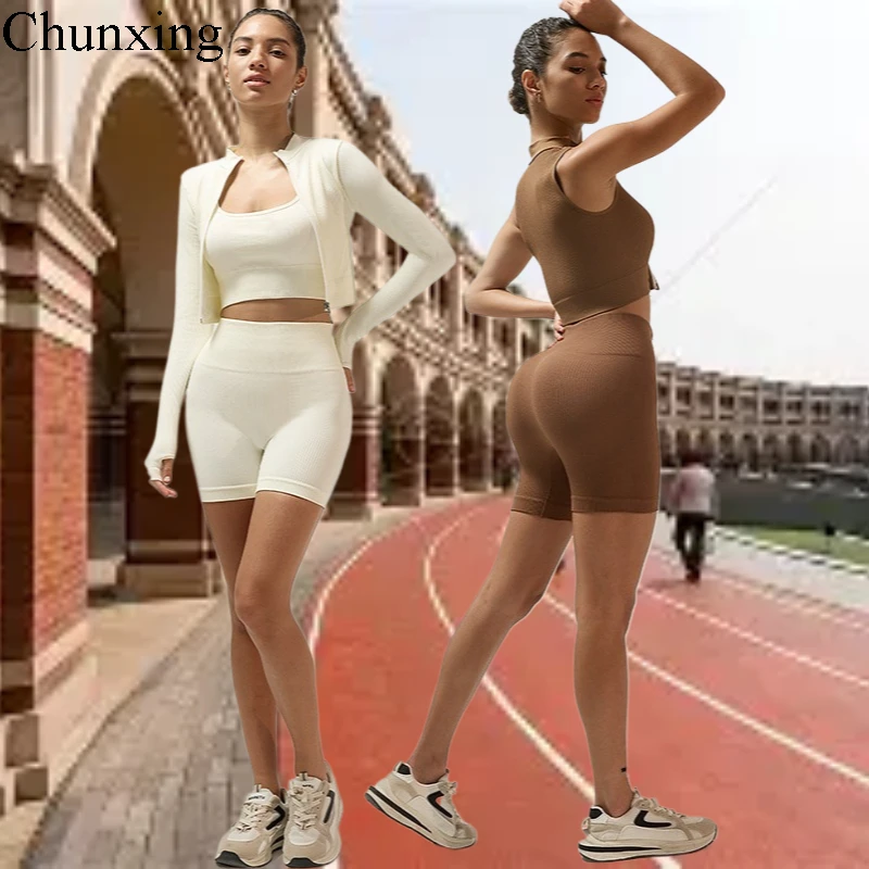 

High End Seamless Sports Long And Short Sleeved Top Pants Yoga Clothes Versatile And Free Combination Set Without Awkward Lines