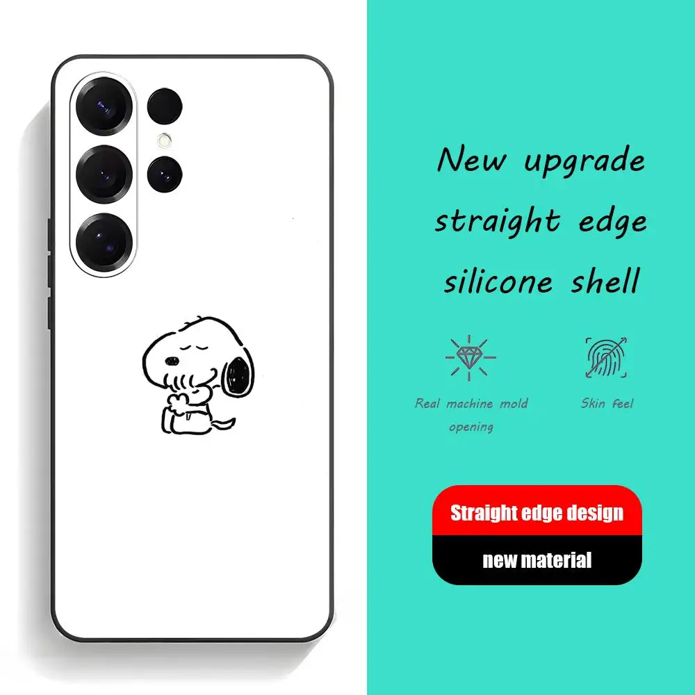 Cartoon Hot Phone Case For Samsung Galaxy S26 S25 S24 S23 S22 S21 Plus Ultra Fold A S-SnoopyEs-S Soft Black