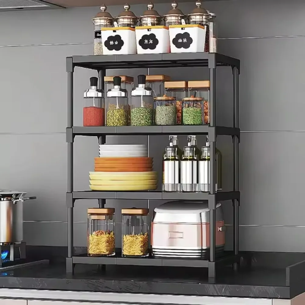 2-layer Storage Rack Seasoning Rack Kitchen Oven Storage Rack Microwave Oven Pot Moisture-proof Storage Rack Home Storage Rack